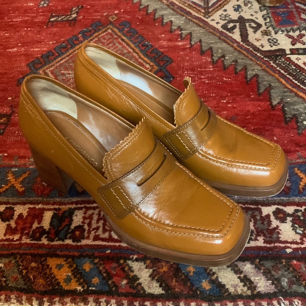 Grigiarancio Heeled Loafers Leather